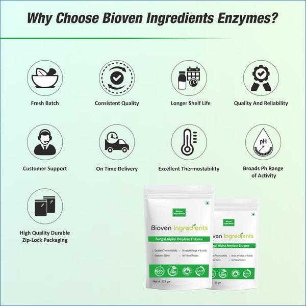 Bioven Ingredients Pure Fungal Alpha Amylase Enzyme (Powder)-125gm